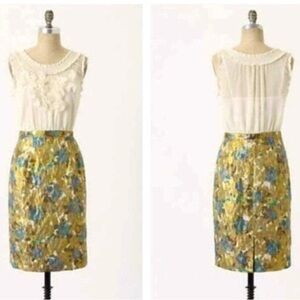 Anthro Moulinette Soeurs Stylist Eye Jacquard Metallic Dress